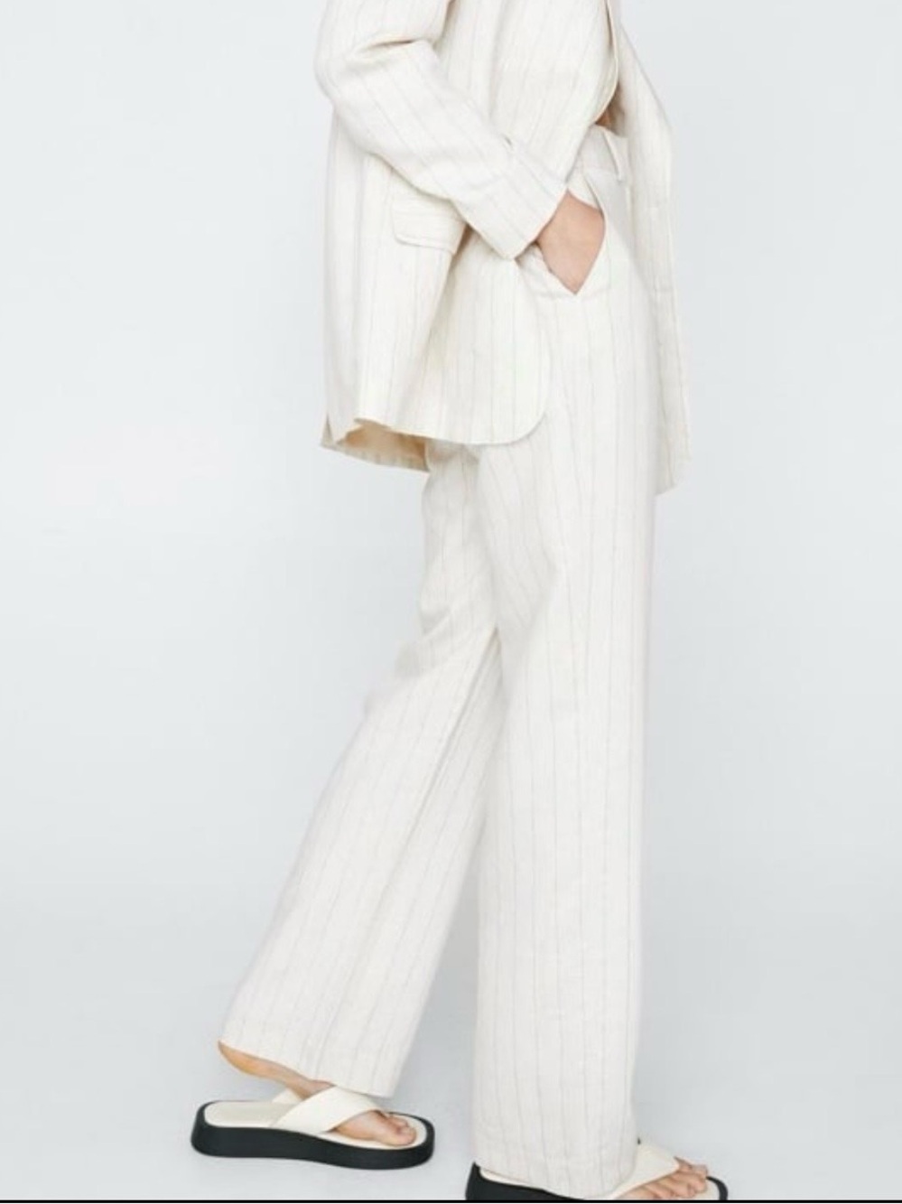 ZARA Women's Tall Pinstripe Retro Boho Wide-leg Dress Pants - Picture 2 of 11